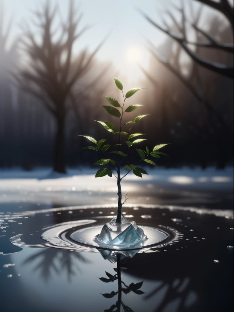 résilience petite pousse au milieu d'un lac représentant métaphoriquement la résilience